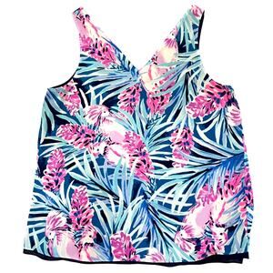 Lilly Pulitzer Floral and Navy Reversible Blouse